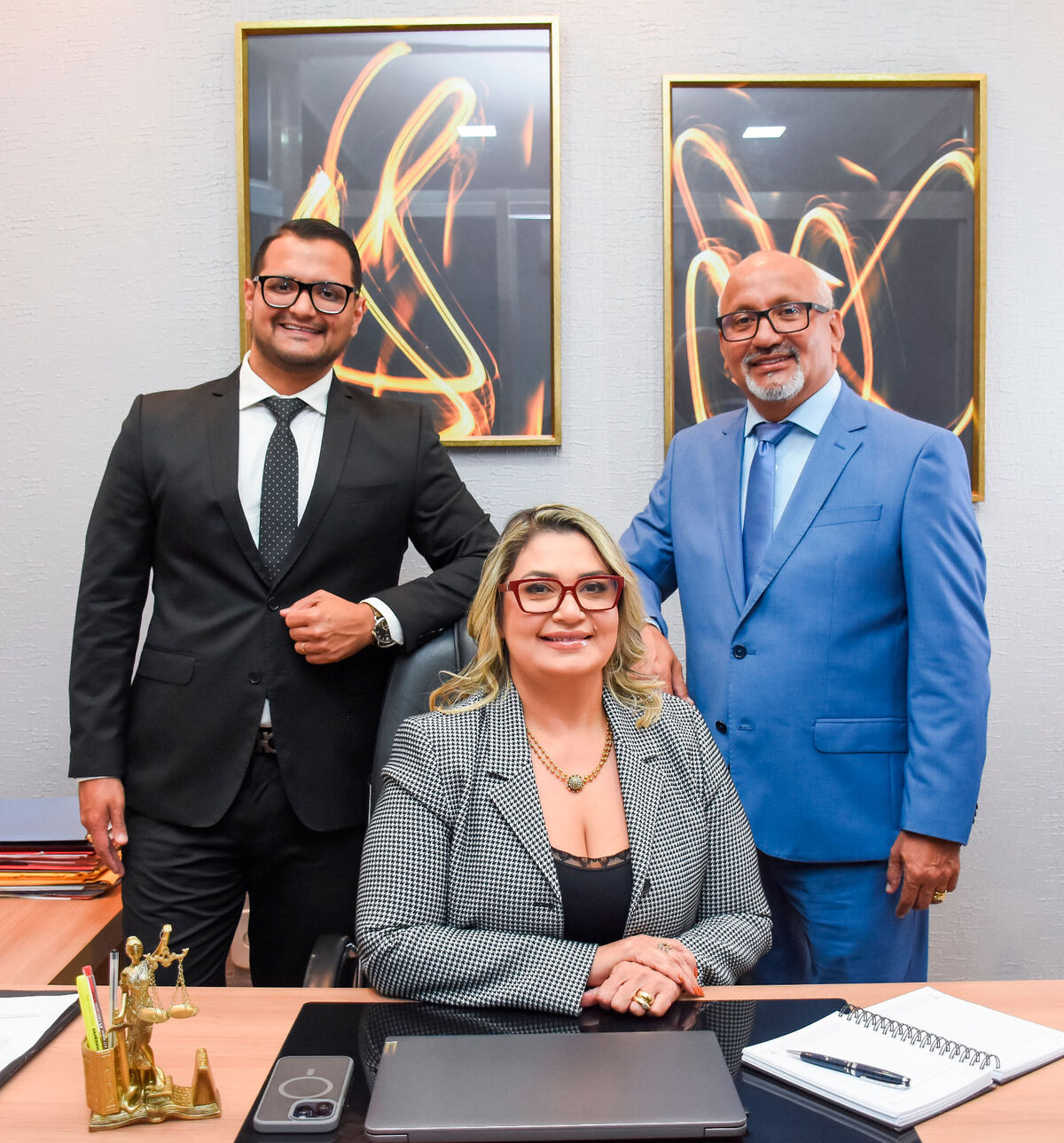 Sócios fundadores do Pantoja & Carneiro Advogados Associados — Líbia Soraya, Gonçalo Imbiriba e Gonçalo Júnior